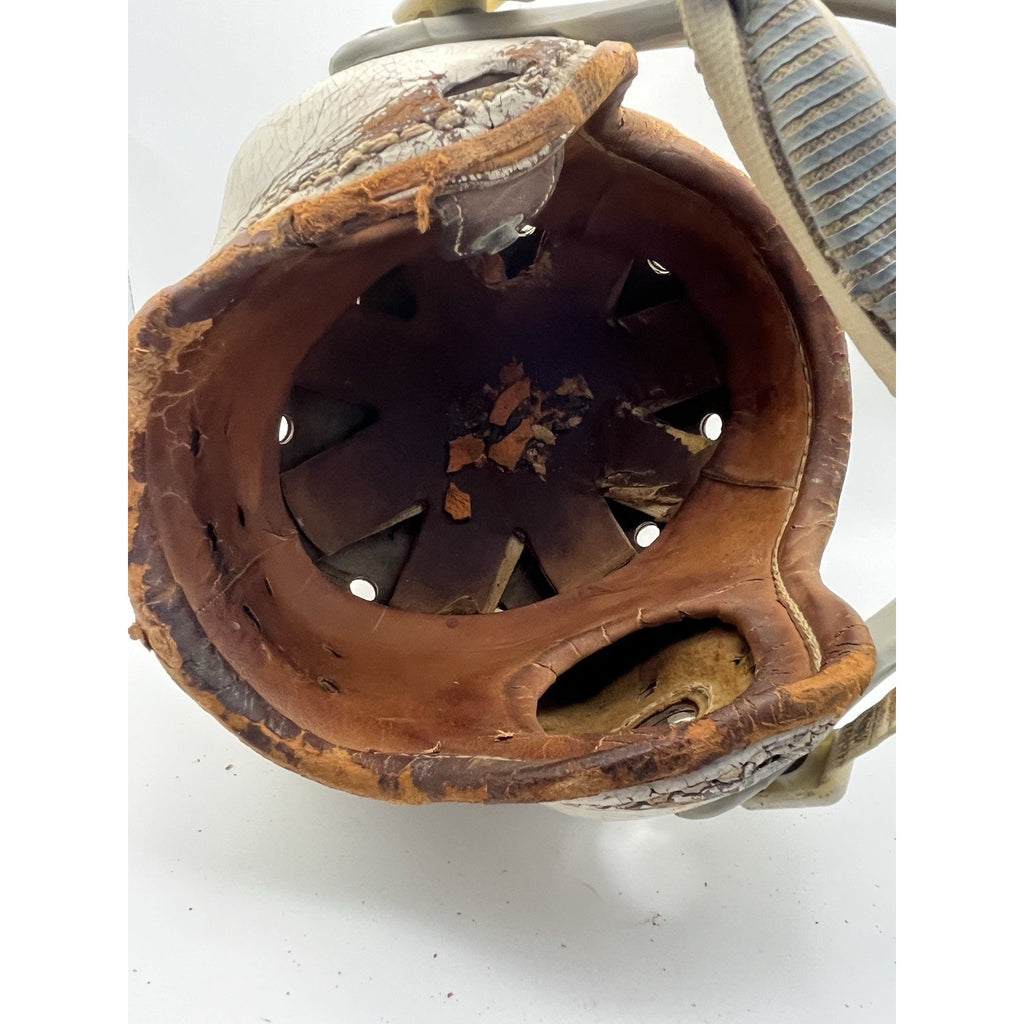 Transitional 1950s Rawlings A30 Leather Football Helmet - 8 Spoke Suspension