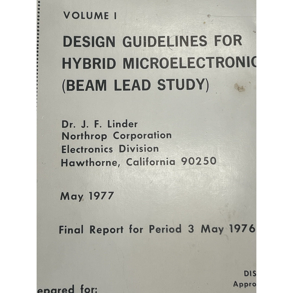 1977 Northrop Corp Hybrid Microelectronics Beam Lead Study Army Report ECOM sign