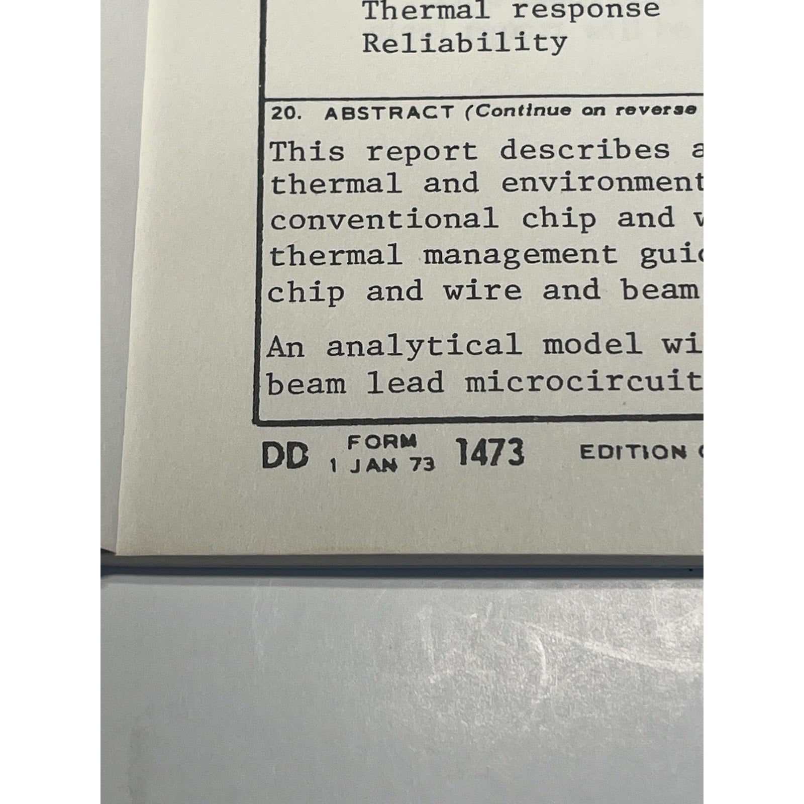 1976 Hughes Aircraft Reliability Beam Lead Microcircuits Army Tech Report ECOM