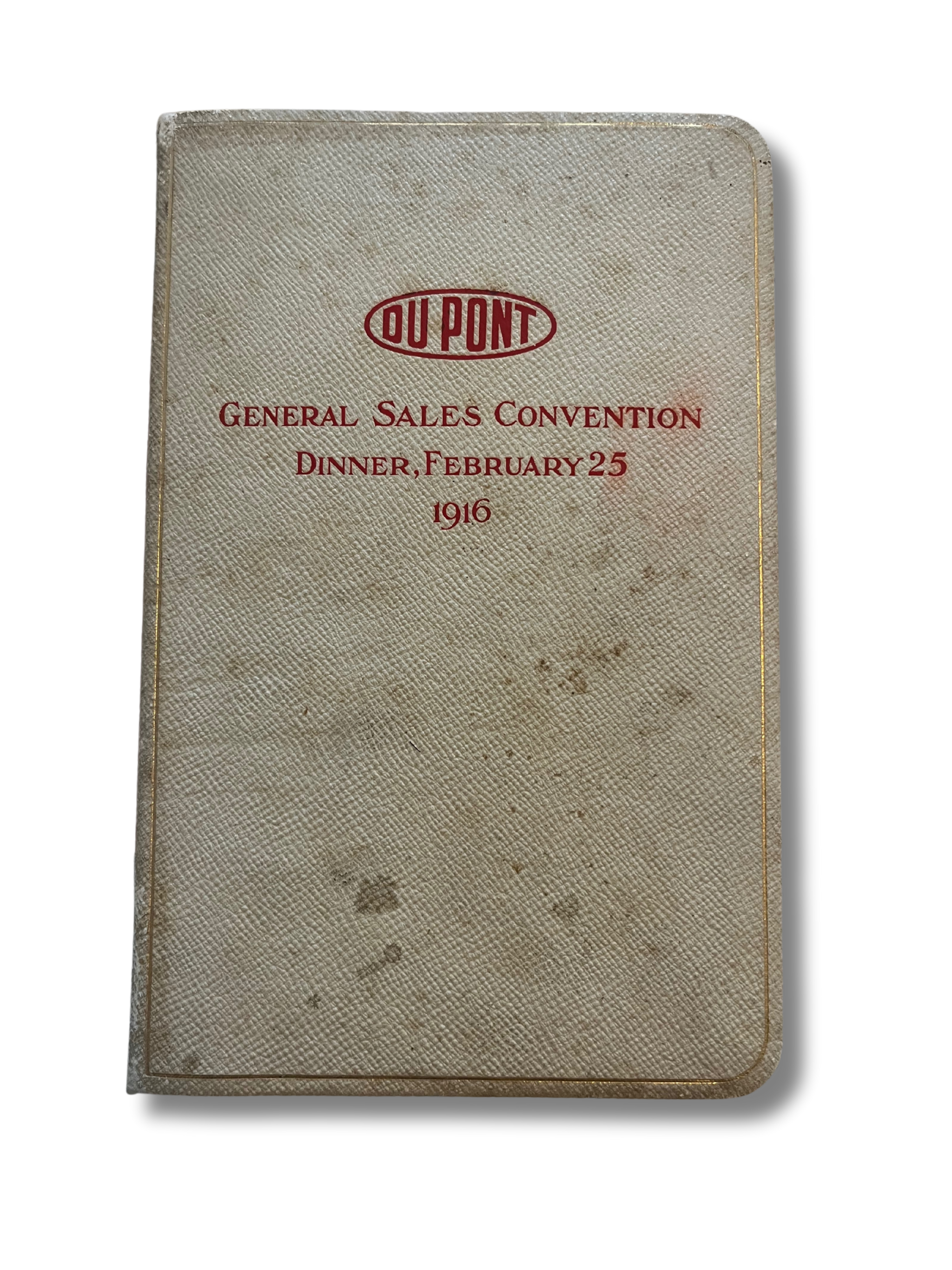 1916 Autographed Dupont National Sales Convention Dinner Menu
