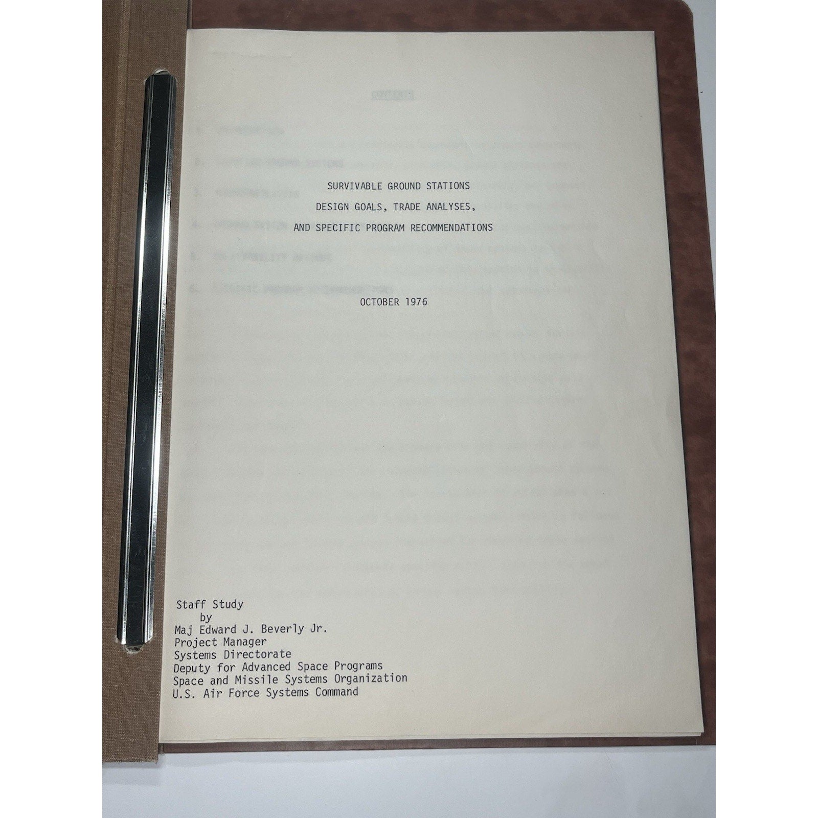 1976 SAMSO USAF Space Program Staff Study Survivable Ground Stations Space Force