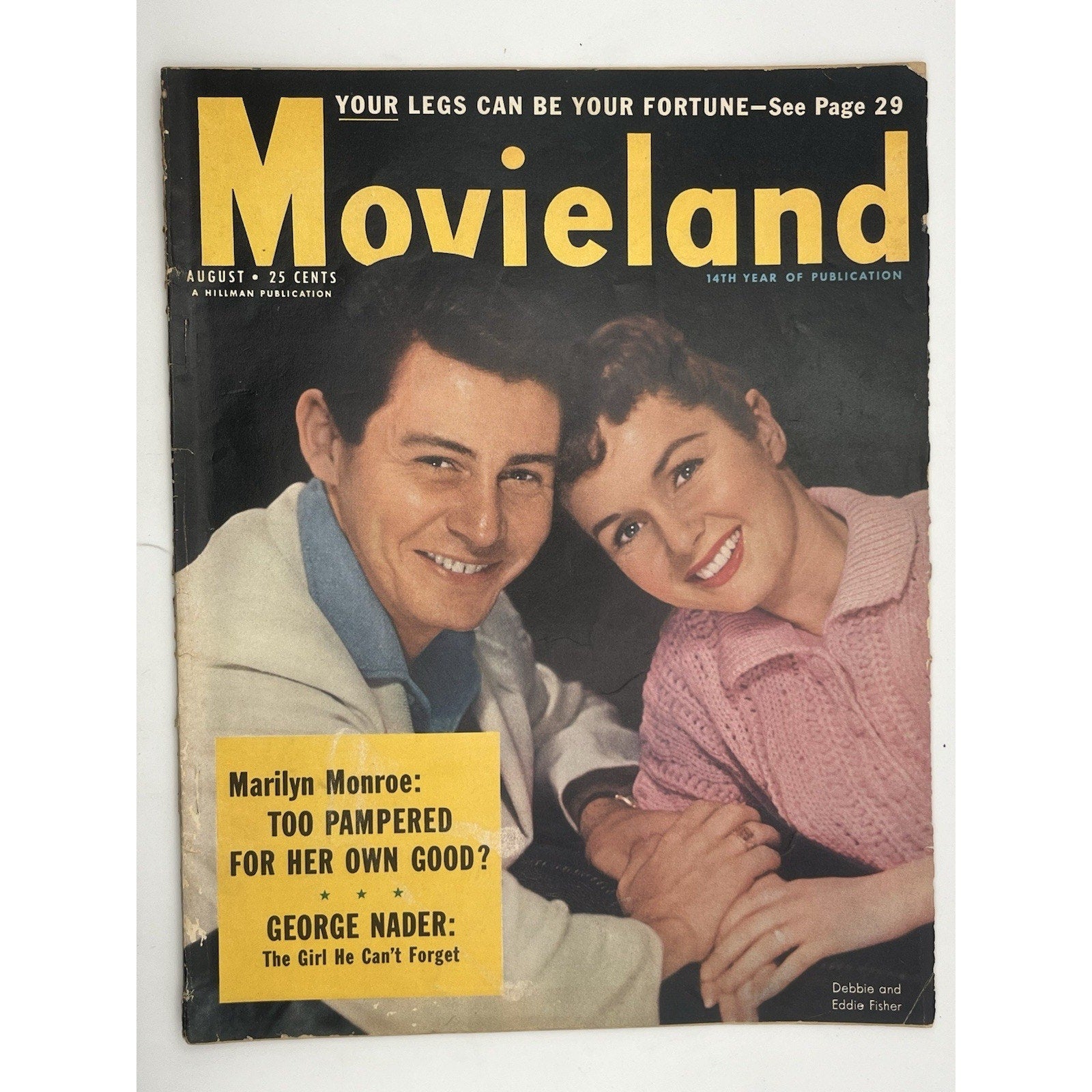 Vintage MOVIELAND Aug 1956 MARILYN MONROE Debbie Reynolds MARLON BRANDO Cover