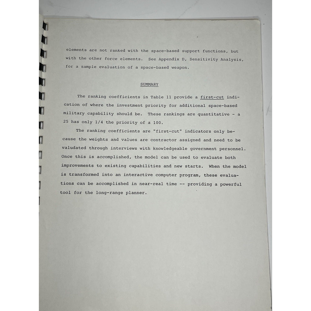 1982 Titan Systems Military Space System Investment Strategy Report Volume 1