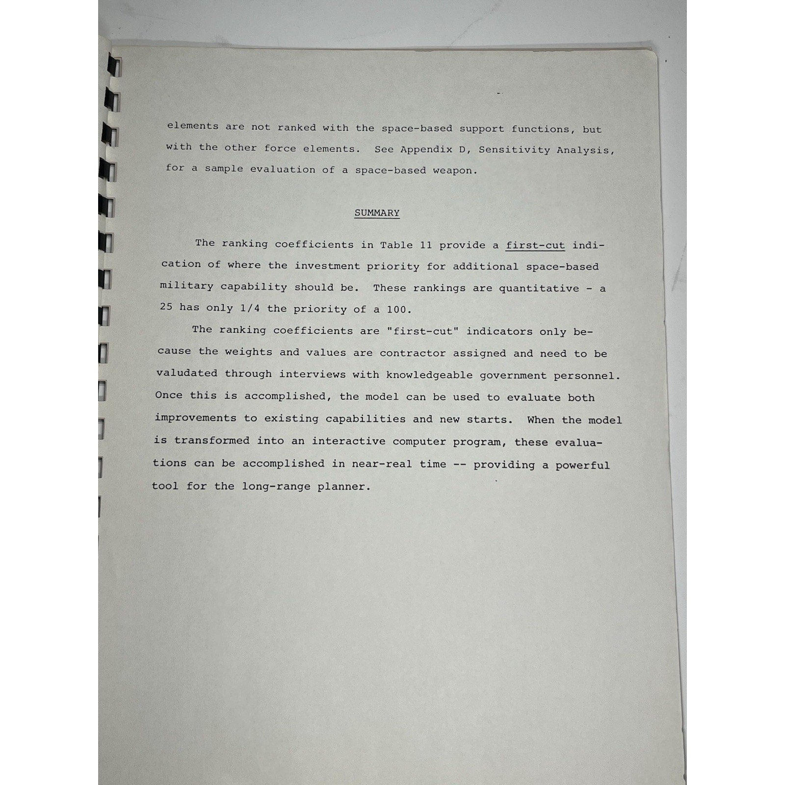 1982 Titan Systems Military Space System Investment Strategy Report Volume 1