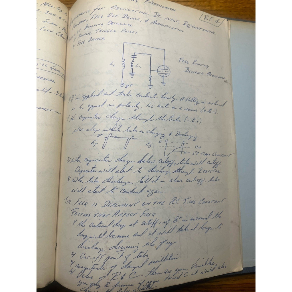 1960 USAF Electronic Warfare Officer Course Radio/Radar Handwritten Schematics