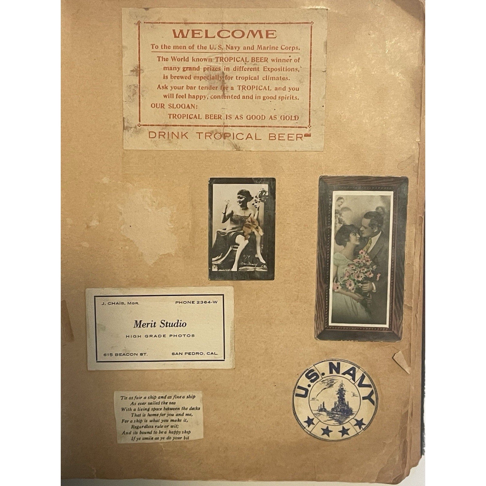 1931 USS Colorado Navy Scrapbook BB-45 Sailor's Log PINUP ART Dr. Seuss Ephemera