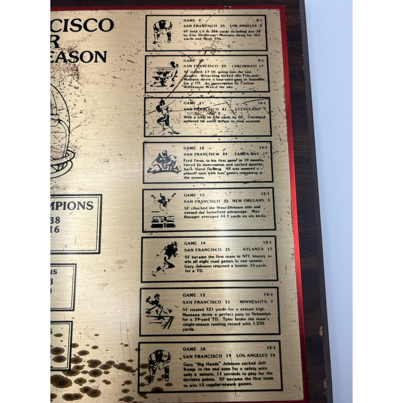 1984 SF 49ers Super Bowl XIX Team Issued Plaque - L. Stewart - Trophy Masters SF
