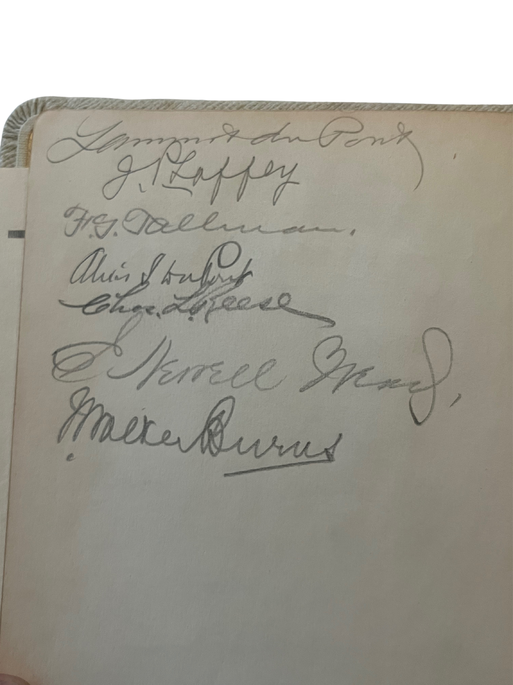 1916 Autographed Dupont National Sales Convention Dinner Menu