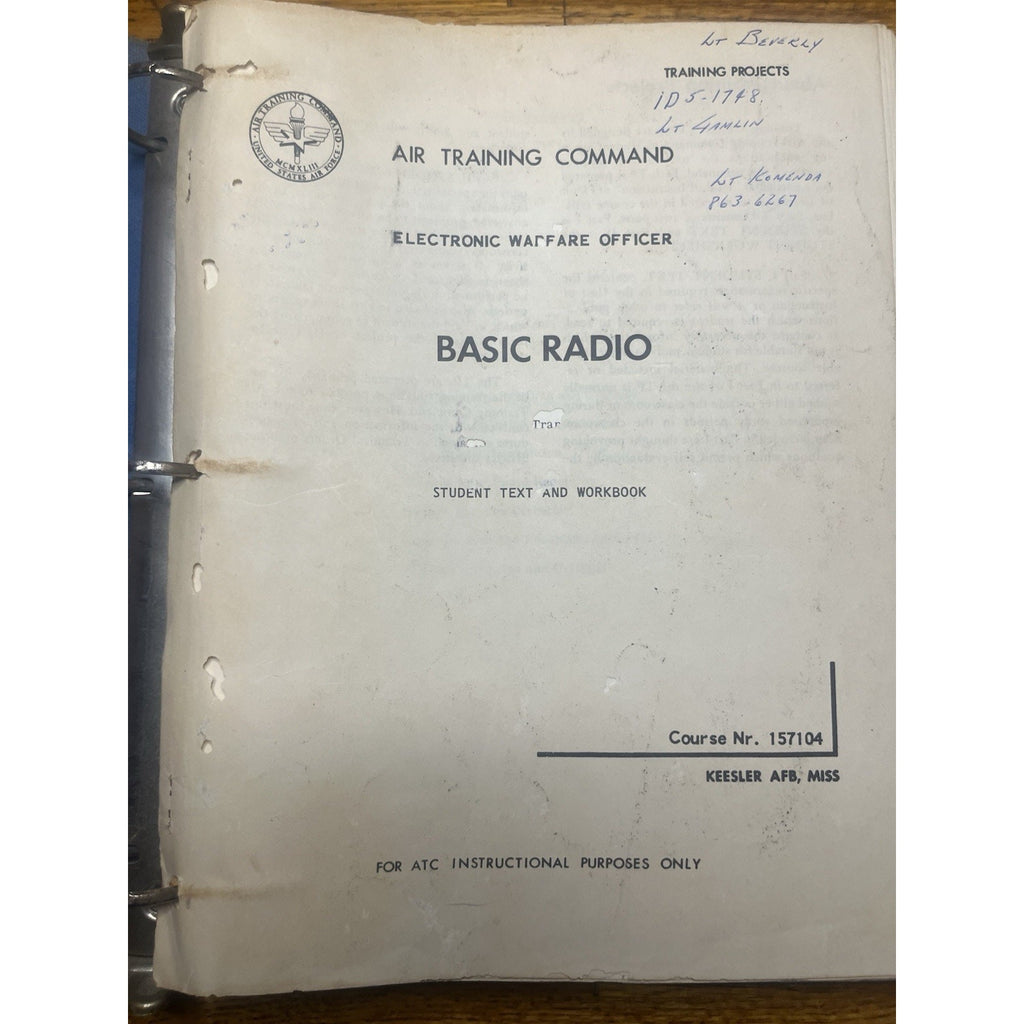 1960 USAF Electronic Warfare Officer Course Radio/Radar Handwritten Schematics