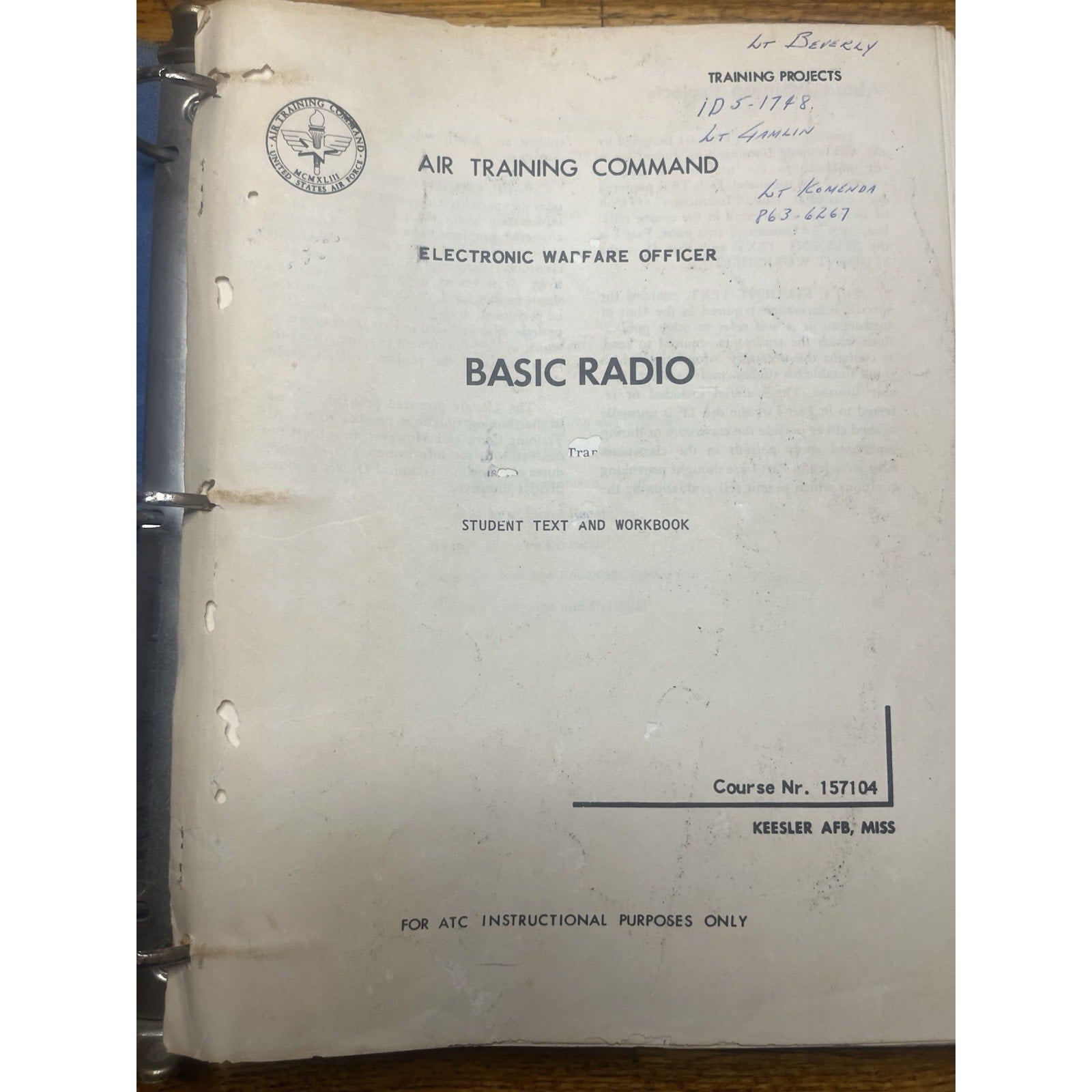 1960 USAF Electronic Warfare Officer Course Radio/Radar Handwritten Schematics
