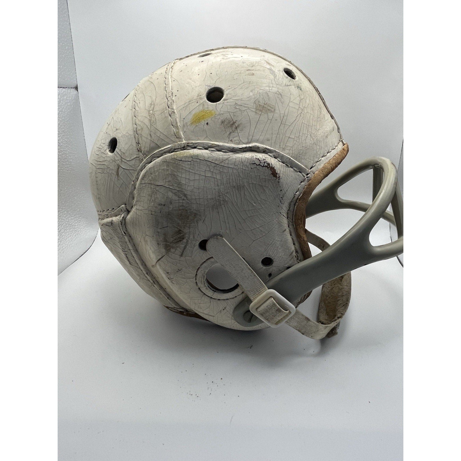 Transitional 1950s Rawlings A30 Leather Football Helmet - 8 Spoke Suspension