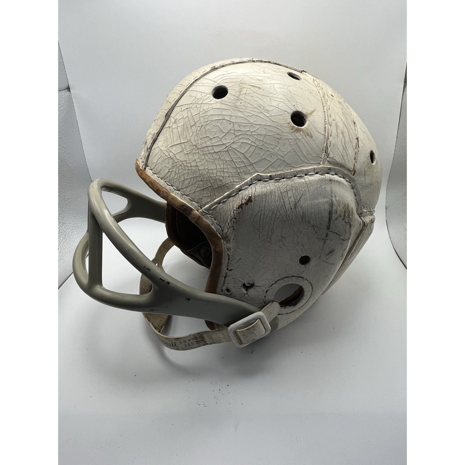 Transitional 1950s Rawlings A30 Leather Football Helmet - 8 Spoke Suspension