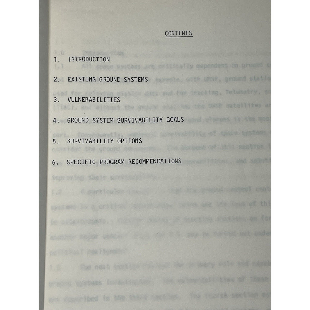 1976 SAMSO USAF Space Program Staff Study Survivable Ground Stations Space Force
