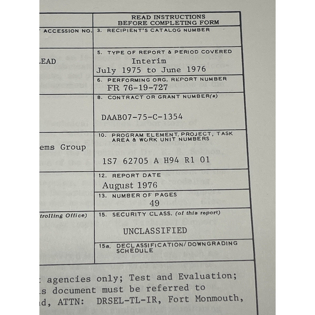 1976 Hughes Aircraft Reliability Beam Lead Microcircuits Army Tech Report ECOM