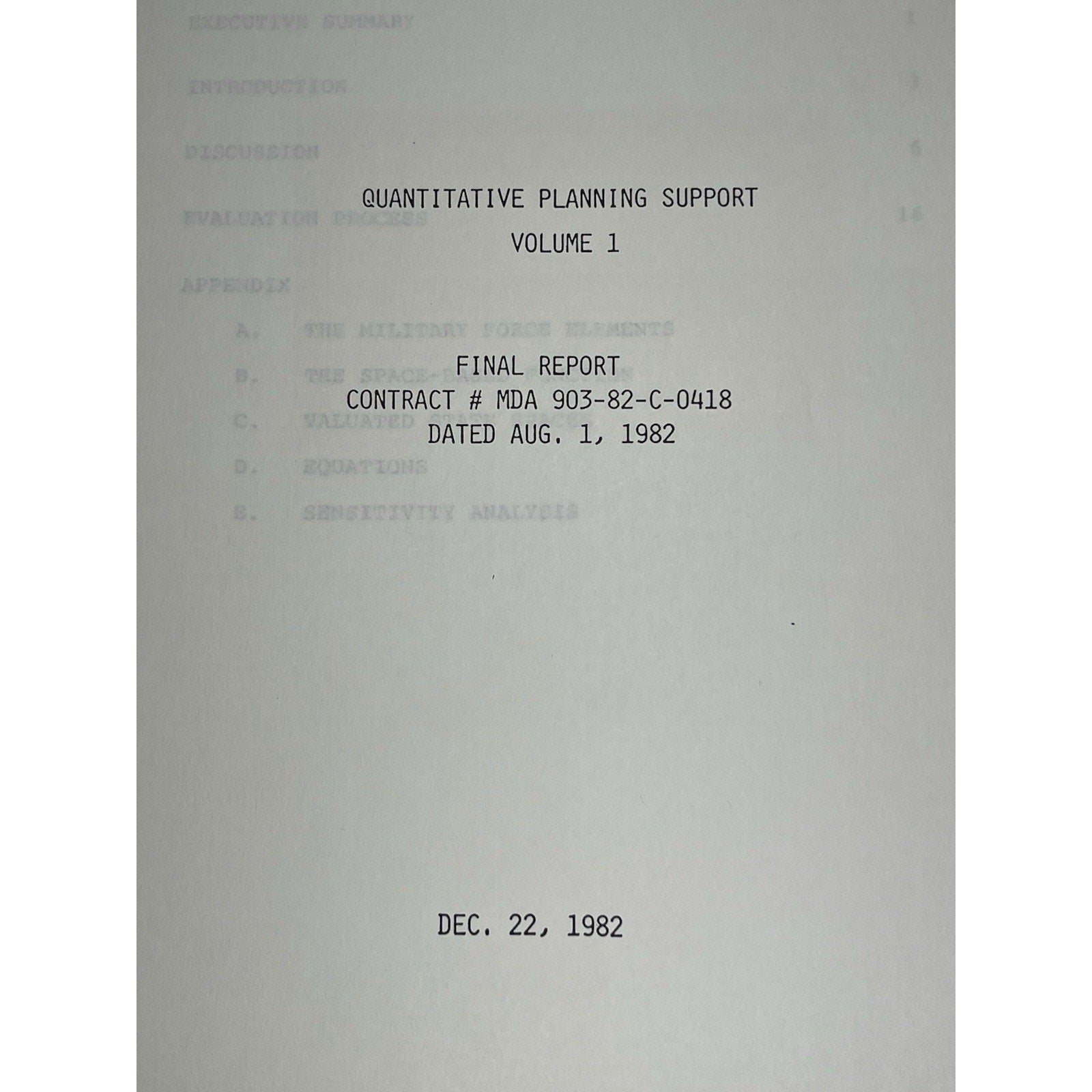 1982 Titan Systems Military Space System Investment Strategy Report Volume 1