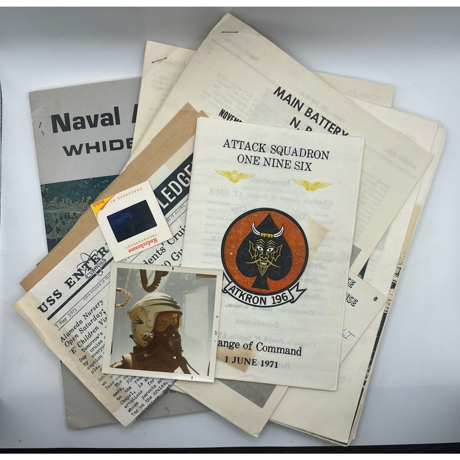 1971 USS Enterprise CVN-65 VA-196 Main Battery A-6 Intruder Pilot Document Lot